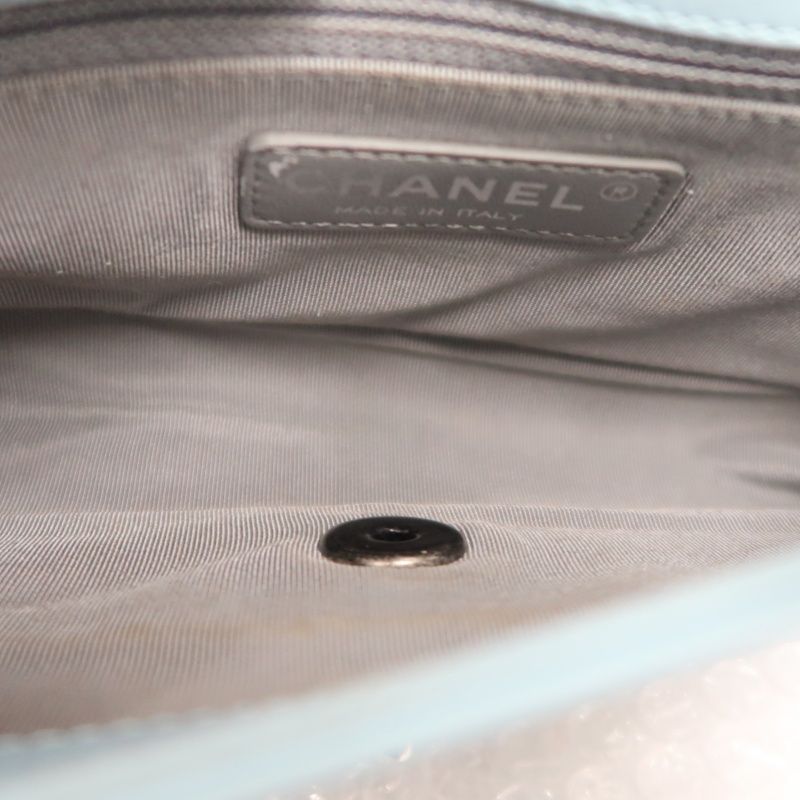 CHANEL Classic Flap Shoulder Bag Lambskin Blue Silver Hardware