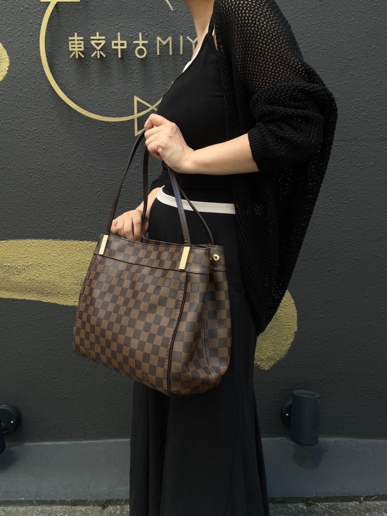 LOUIS VUITTON Damier Ebene Marylebone PM Brown Shoulder Handbag