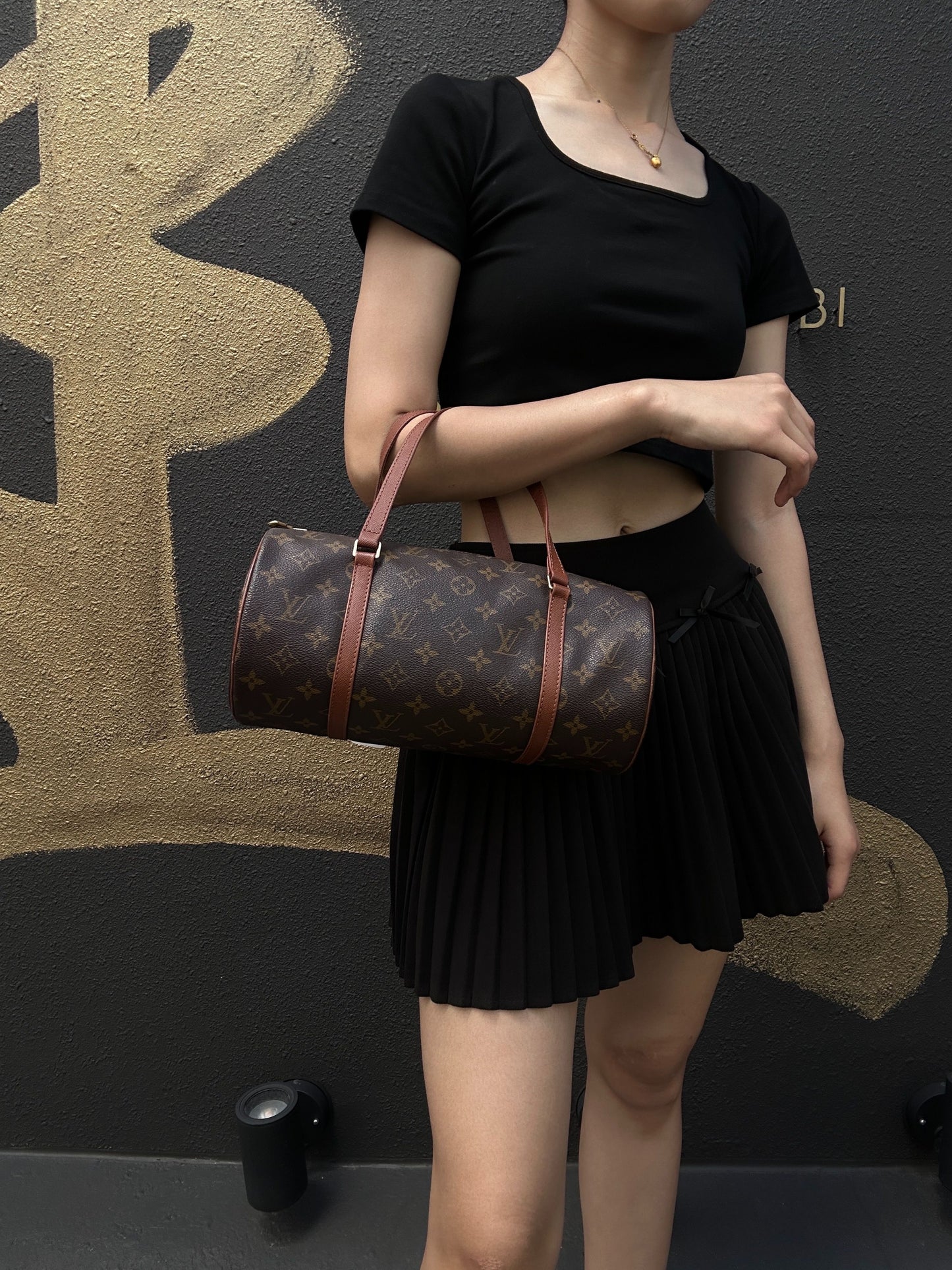 Louis Vuitton Monogram Papillon PM Handbag, PVC (Grade B)