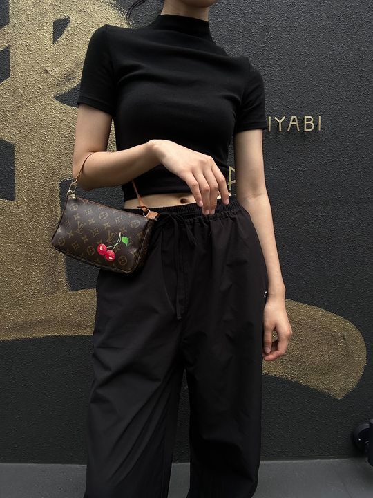 LOUIS VUITTON Cherry Pochette Accessoires Monogram Brown Underarm Pouch - Coated Canvas