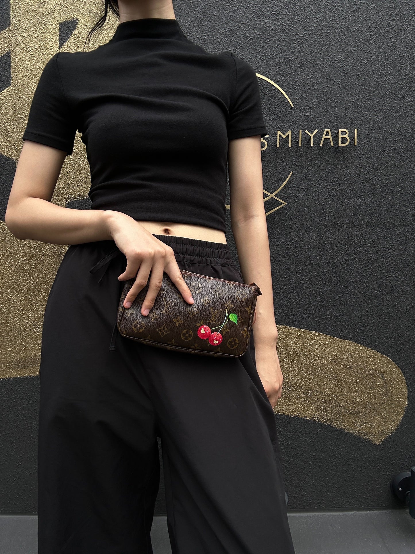 LOUIS VUITTON Cherry Pochette Accessoires Monogram Brown Underarm Pouch - Coated Canvas