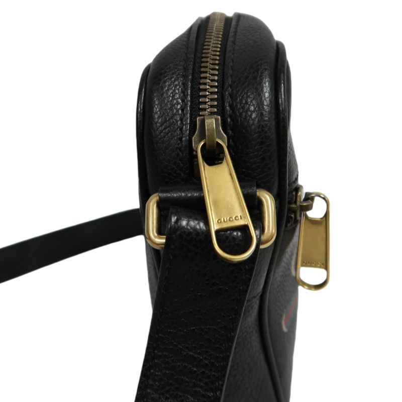 GUCCI Black Cowhide Vintage Logo Crossbody Shoulder Bag