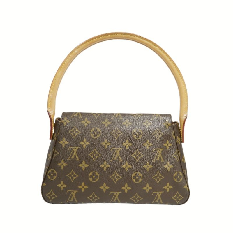 LOUIS VUITTON Monogram Mini Looping Handbag, Brown - LV Signature Canvas Satchel for Elegant Occasions