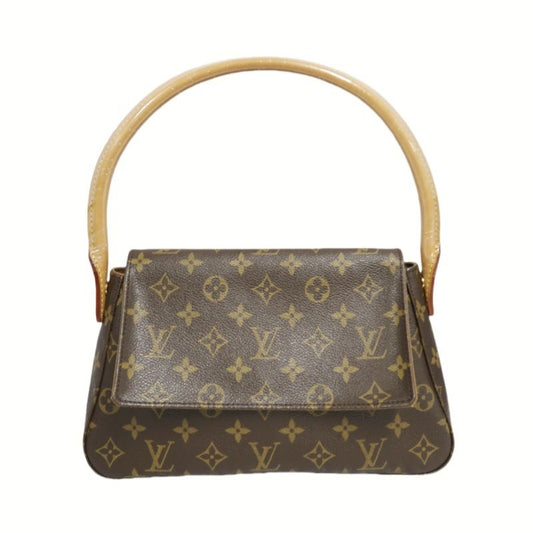 LOUIS VUITTON Monogram Mini Looping Handbag, Brown - LV Signature Canvas Satchel for Elegant Occasions