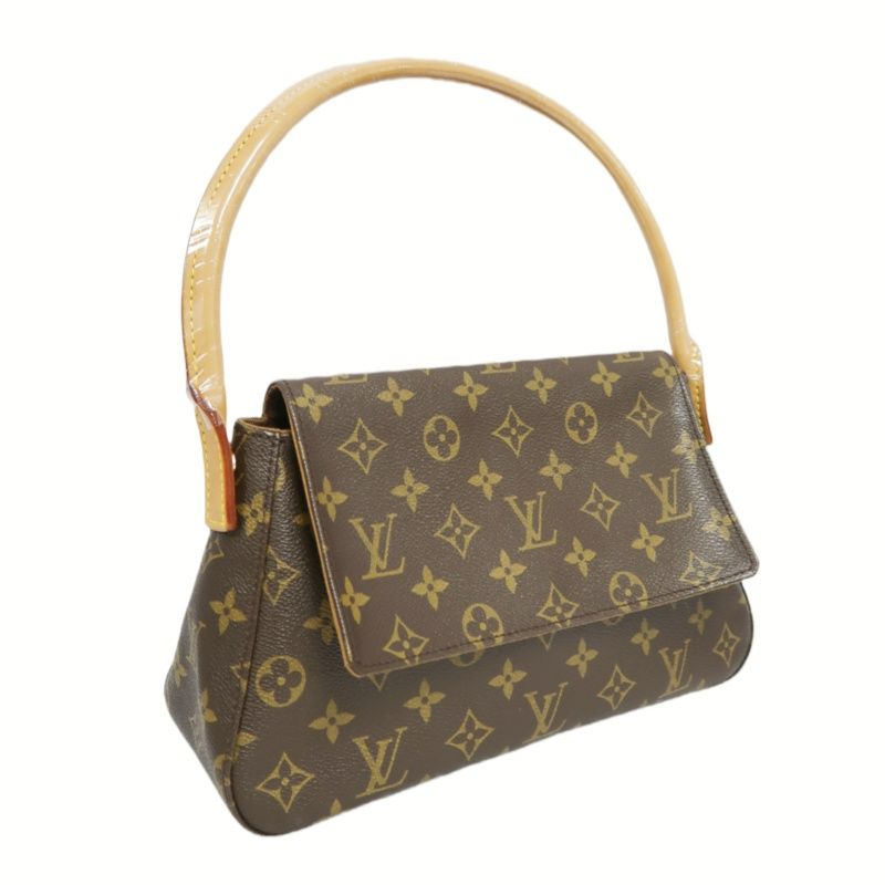 LOUIS VUITTON Monogram Mini Looping Handbag, Brown - LV Signature Canvas Satchel for Elegant Occasions