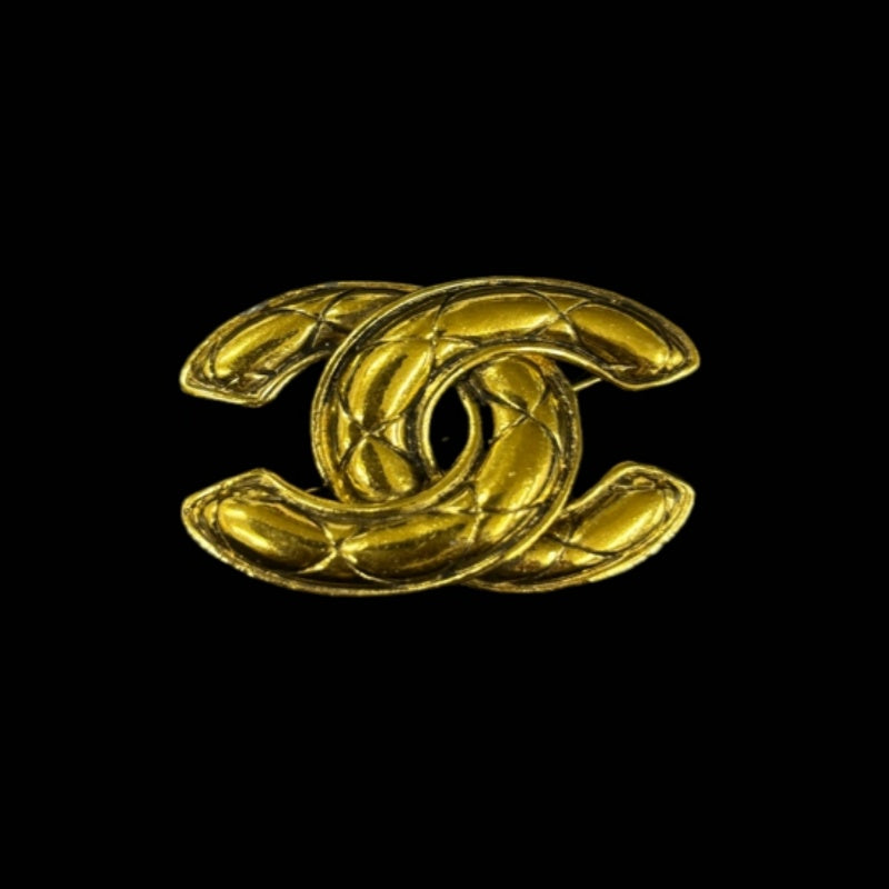 CHANEL Brooch, Gold Plated, Gold Hardware, Gold Alloy, Logo Design