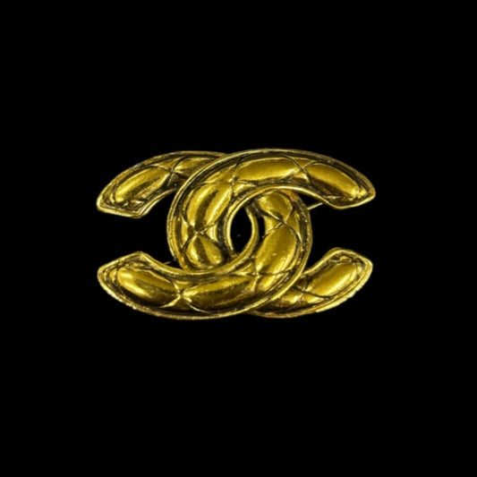 CHANEL Brooch, Gold Plated, Gold Hardware, Gold Alloy, Logo Design