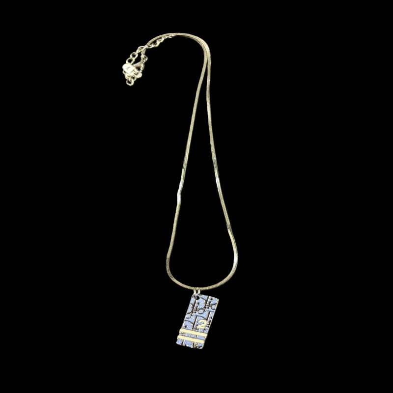 Dior Silver Alloy Blue Necklace With Silver Plating & Silver Hardware