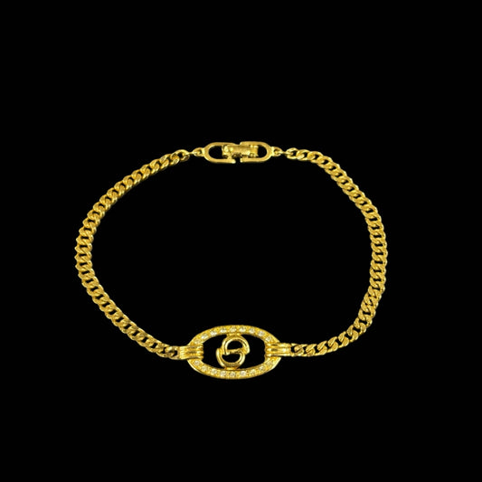 Dior Gold Alloy CD Logo Bracelet With Gold Hardware