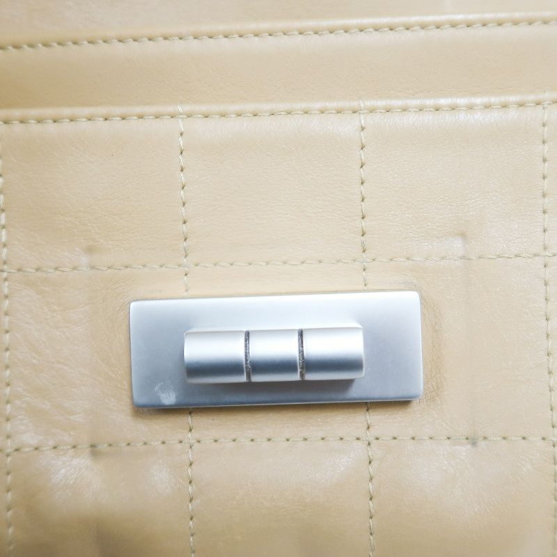 CHANEL Beige Lambskin 2.55 Chocolate Bar Shoulder Bag | Silver Hardware
