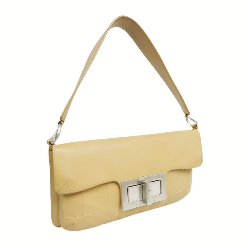 CHANEL Beige Lambskin 2.55 Chocolate Bar Shoulder Bag | Silver Hardware
