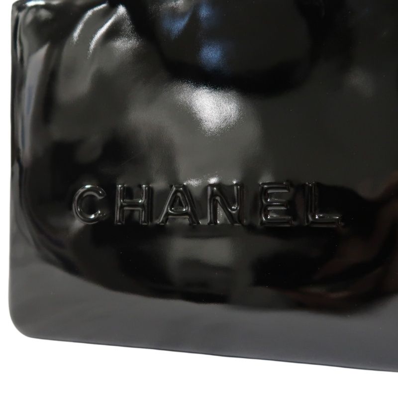CHANEL Handbag, Patent Leather, Logo Embellished, Black, With Dust Bag