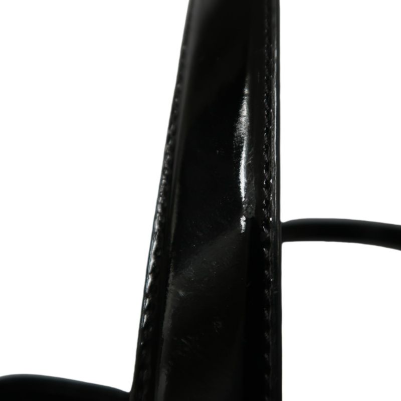 CHANEL Handbag, Patent Leather, Logo Embellished, Black, With Dust Bag