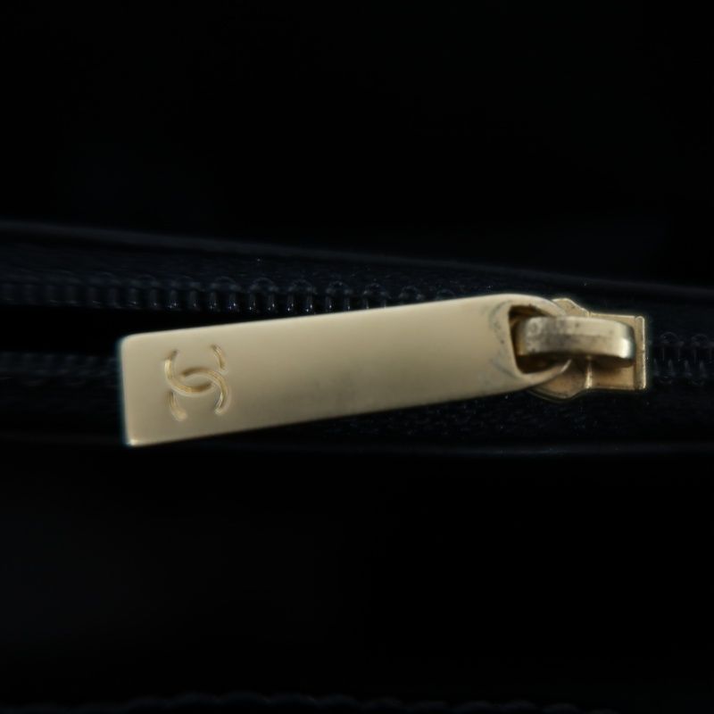 CHANEL Handbag, Patent Leather, Logo Embellished, Black, With Dust Bag