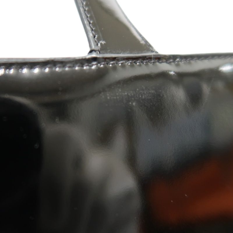 CHANEL Handbag, Patent Leather, Logo Embellished, Black, With Dust Bag