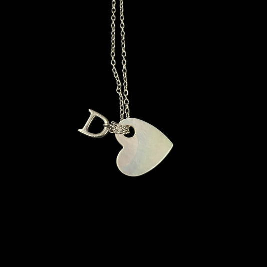 Dior Heart Motif Necklace, Silver Plated, Silver Hardware, Silver Alloy