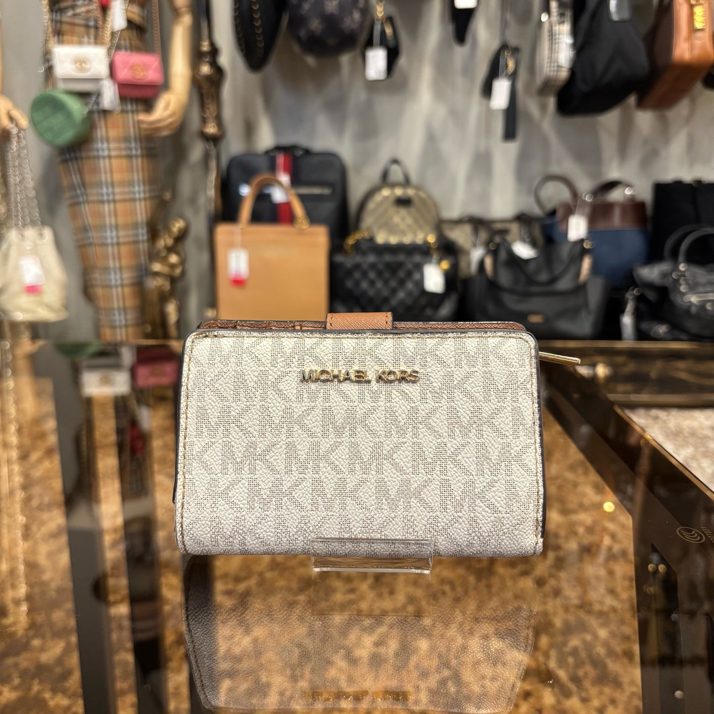 MICHAEL KORS Beige Signature PVC Wallet