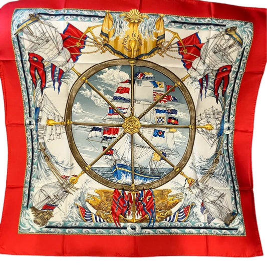 Hermes Red Silk Carre 90 Scarf With Box - Kaze yo Fuke
