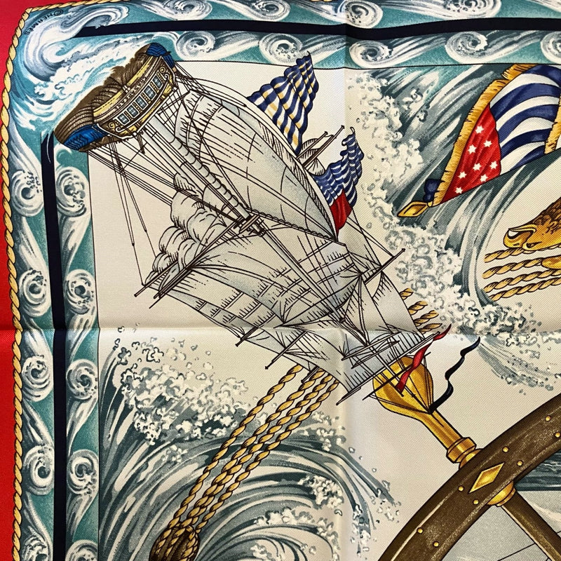 Hermes Red Silk Carre 90 Scarf With Box - Kaze yo Fuke