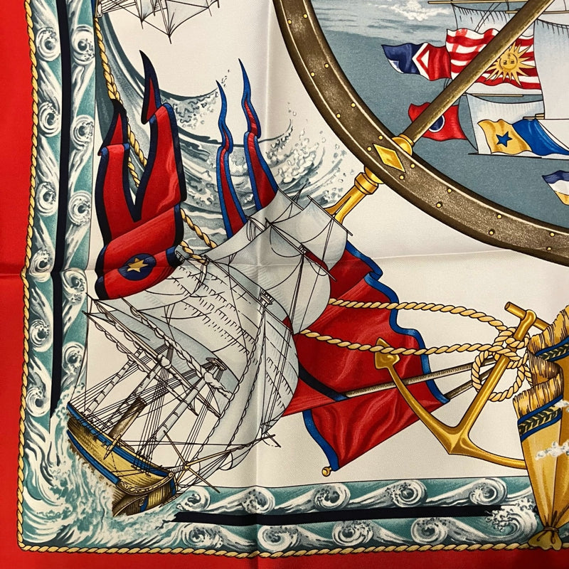 Hermes Red Silk Carre 90 Scarf With Box - Kaze yo Fuke
