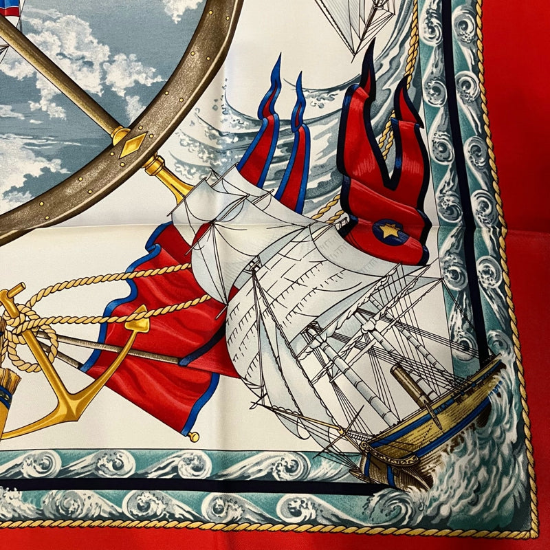 Hermes Red Silk Carre 90 Scarf With Box - Kaze yo Fuke