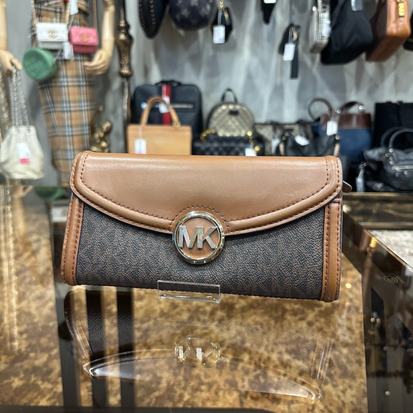MICHAEL KORS Brown Signature PVC Wallet