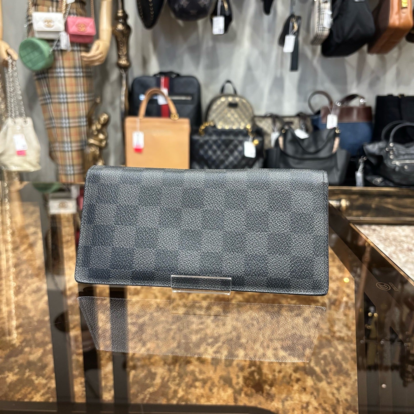 LOUIS VUITTON Damier Graphite Portefeuille Brother Black Long Wallet