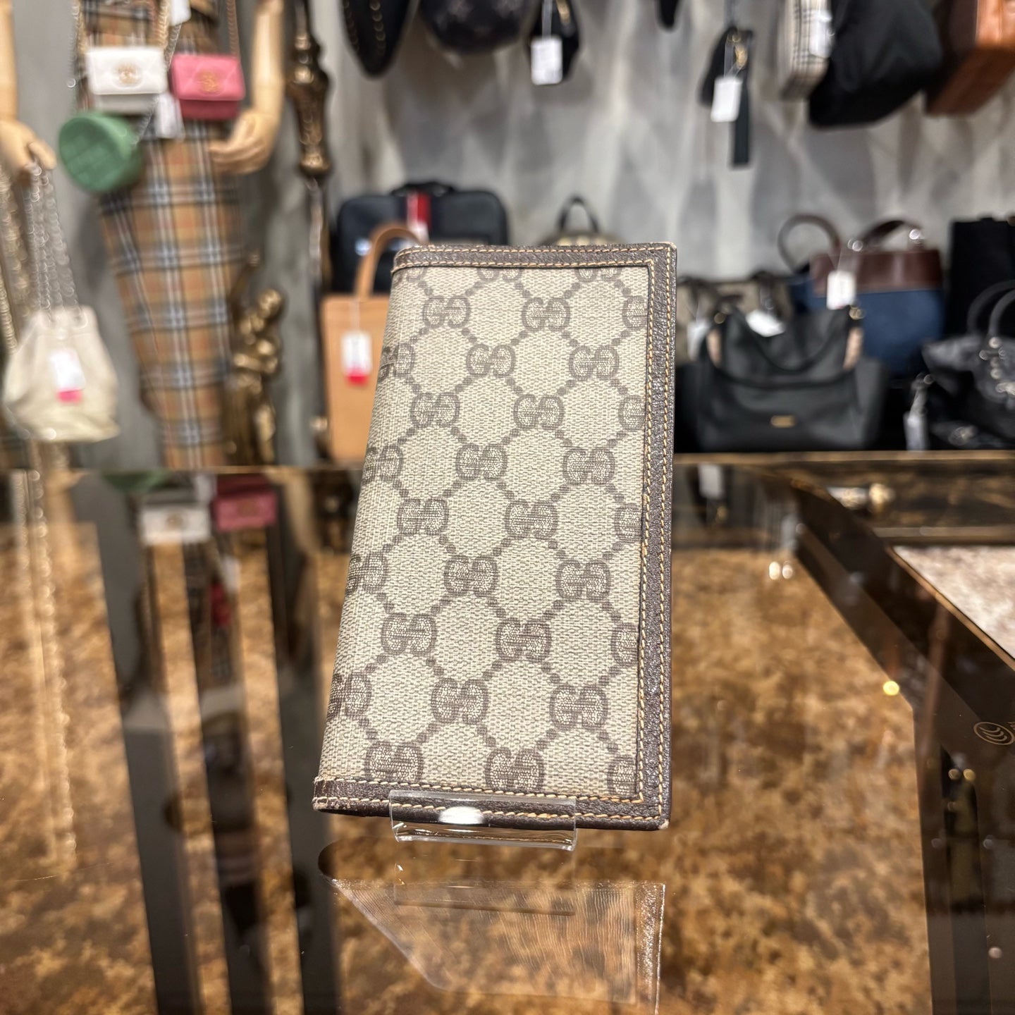 GUCCI Brown GG Supreme Canvas Wallet