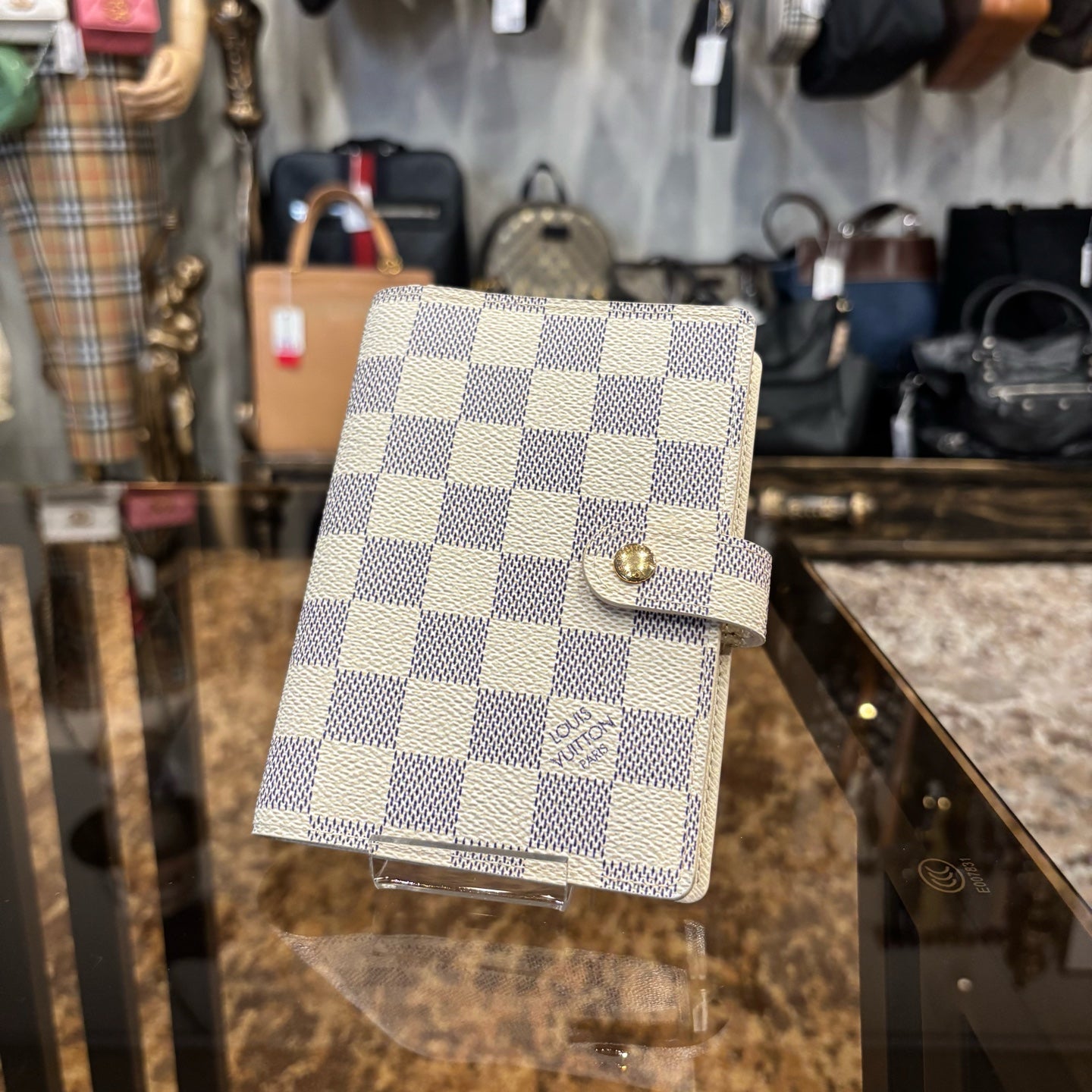 LOUIS VUITTON Damier Azur Agenda PM White Notebook Cover
