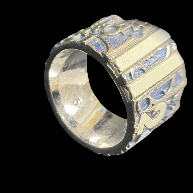 Dior Blue Trotter Silver Alloy Ring With Silver Hardware