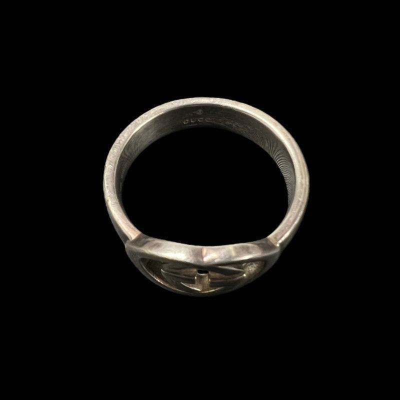 GUCCI Silver Alloy Logo Ring