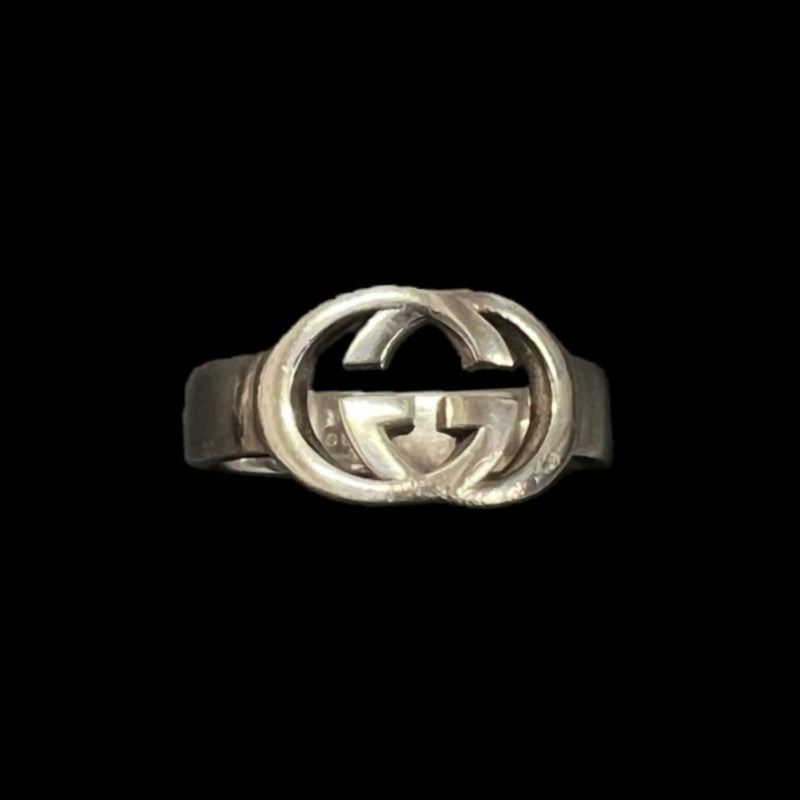 GUCCI Silver Alloy Logo Ring