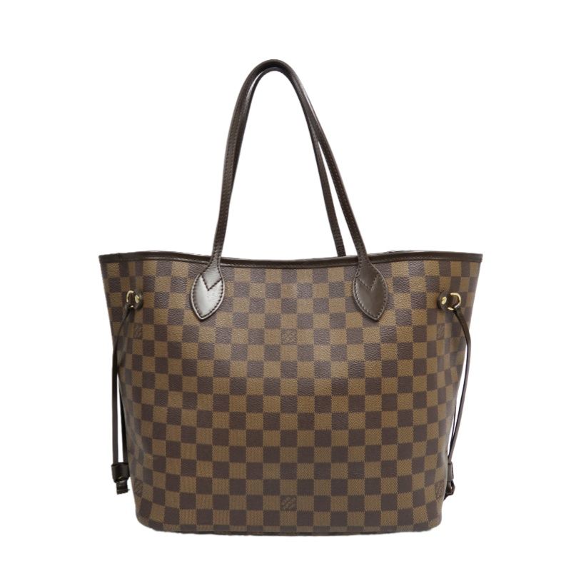 LOUIS VUITTON (LV) Neverfull Damier Ebene Tote Shoulder Bag, Brown Coated Canvas