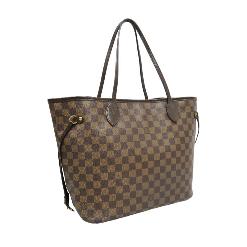 LOUIS VUITTON (LV) Neverfull Damier Ebene Tote Shoulder Bag, Brown Coated Canvas