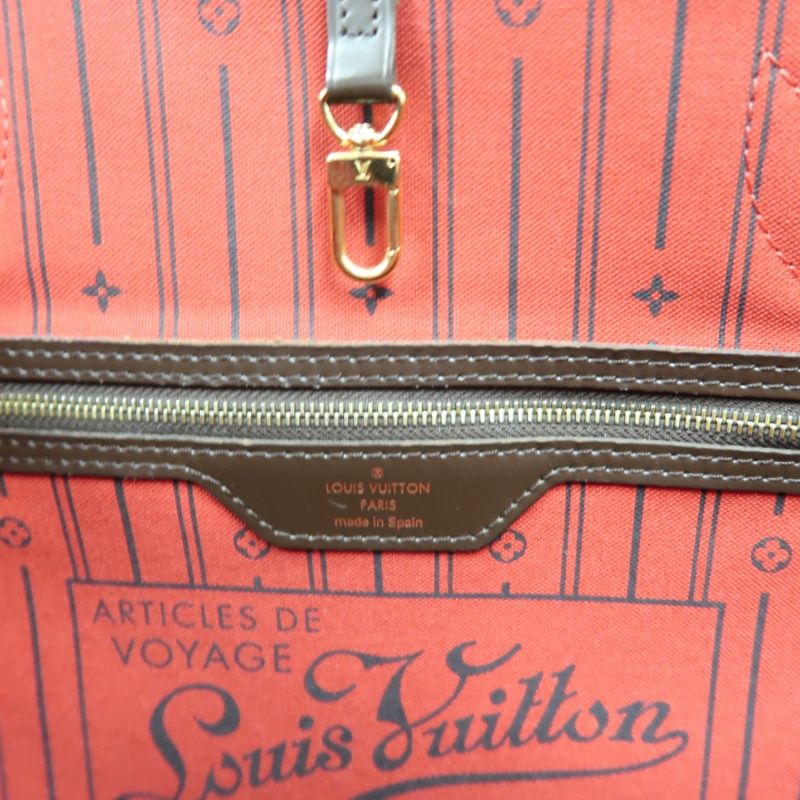 LOUIS VUITTON (LV) Neverfull Damier Ebene Tote Shoulder Bag, Brown Coated Canvas
