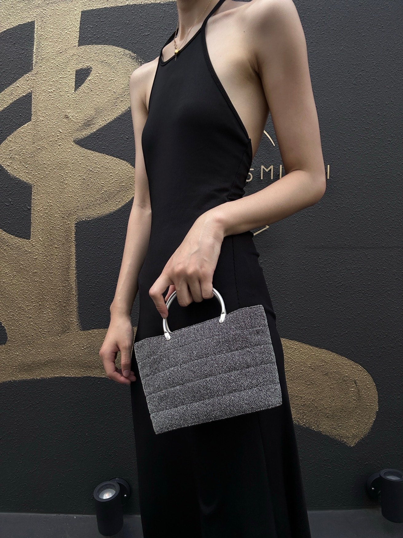 CHANEL Grey Tweed Handbag | W/Authenticity Card & Dust Bag