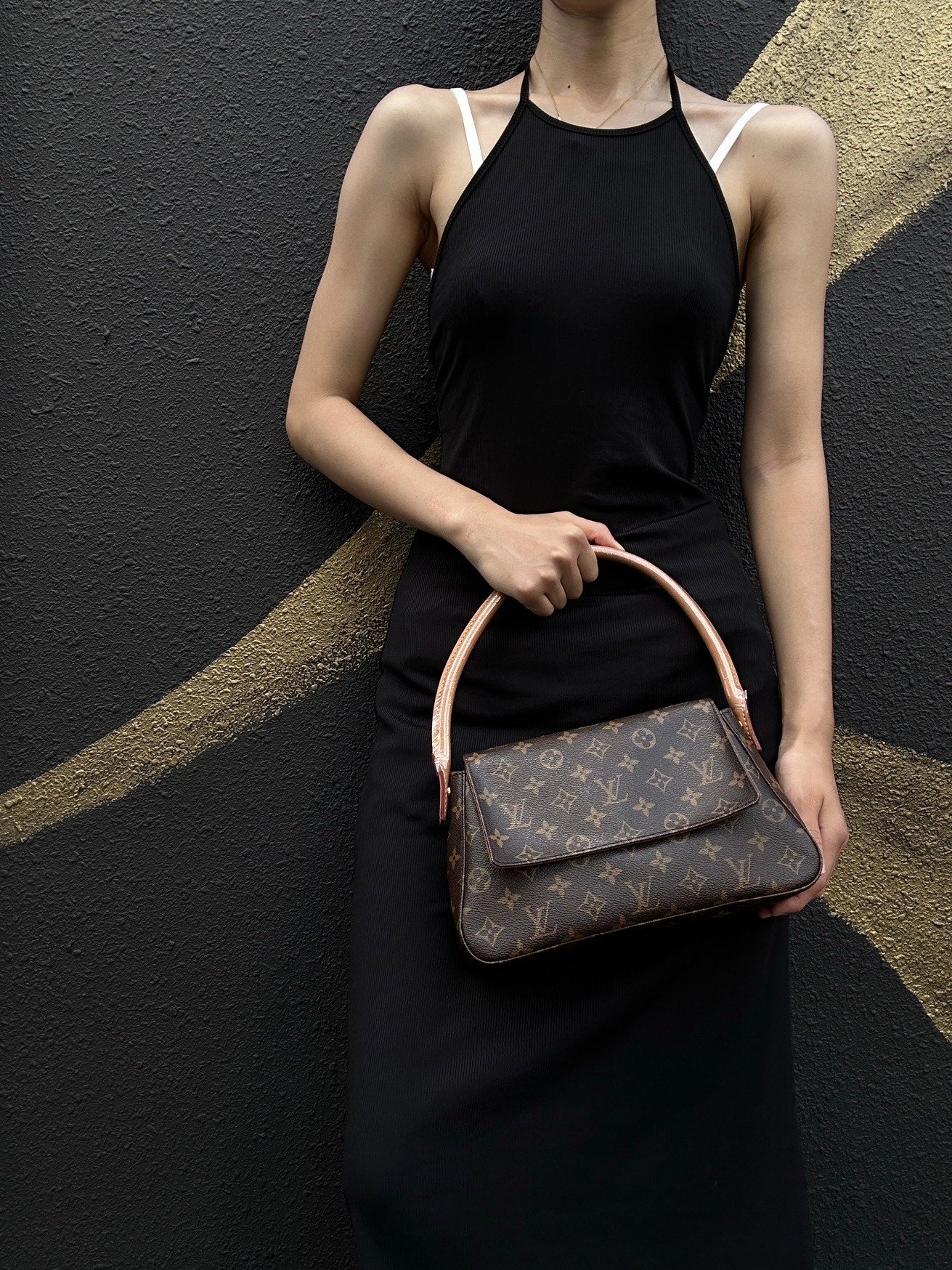 LOUIS VUITTON Monogram Mini Looping Handbag, Brown - LV Signature Canvas Satchel for Elegant Occasions