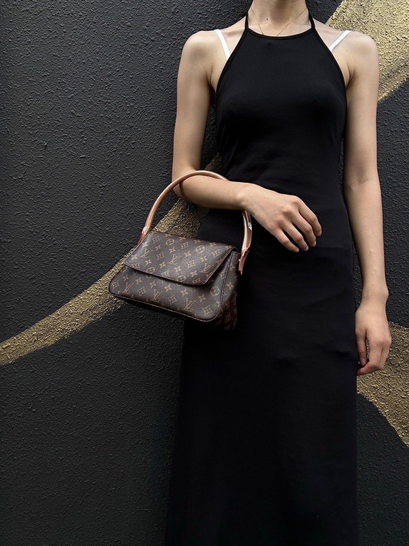 LOUIS VUITTON Monogram Mini Looping Handbag, Brown - LV Signature Canvas Satchel for Elegant Occasions