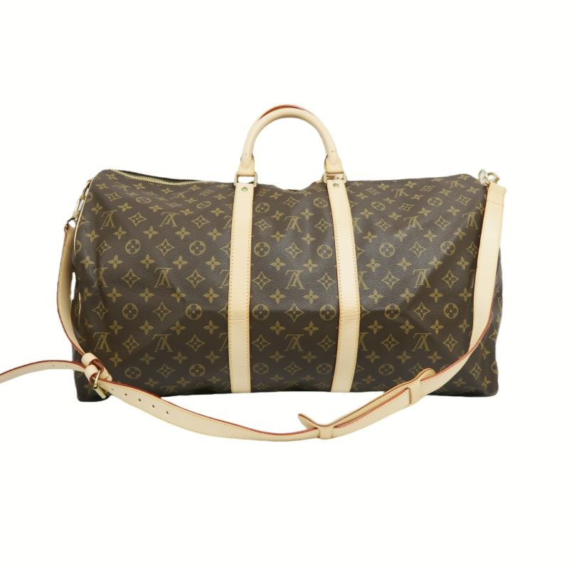 LOUIS VUITTON LV Keepall Bandoulière 55 Monogram Brown Boston Bag W/Full Accessories