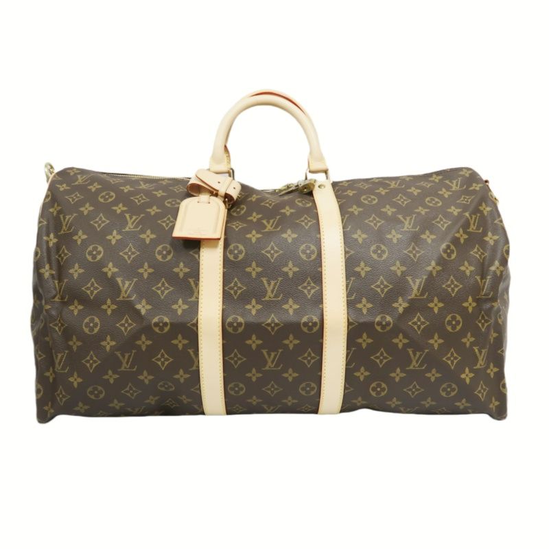 LOUIS VUITTON LV Keepall Bandoulière 55 Monogram Brown Boston Bag W/Full Accessories