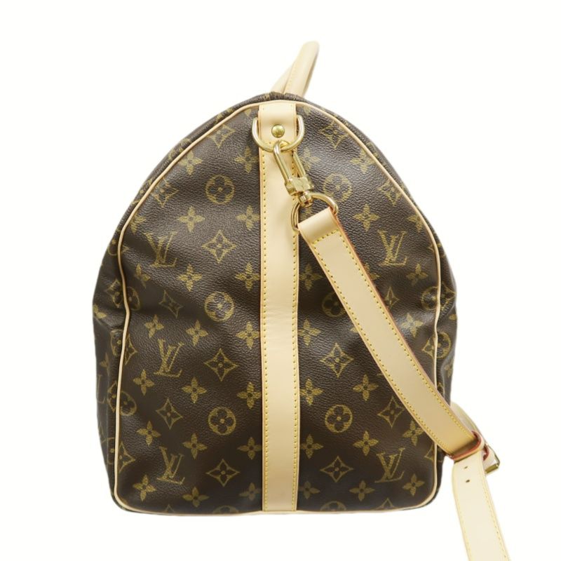 LOUIS VUITTON LV Keepall Bandoulière 55 Monogram Brown Boston Bag W/Full Accessories