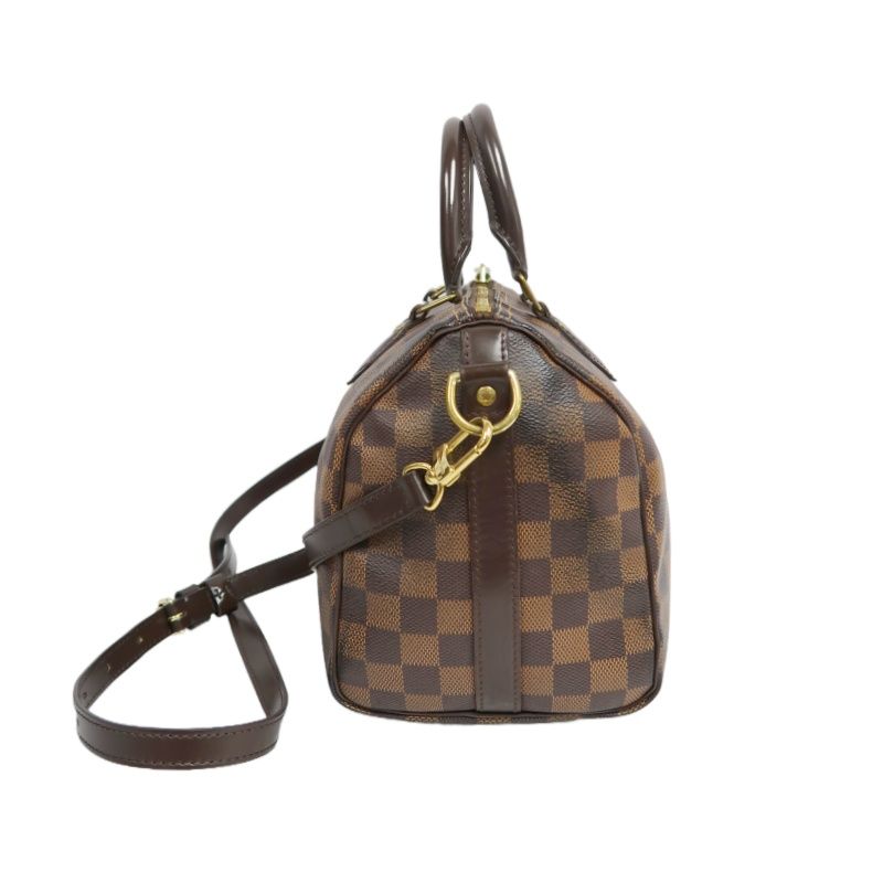 LOUIS VUITTON Speedy Bandoulière 25 Handbag, Damier Coated Canvas, Brown, With Cadena·2 Keys·Shoulder Strap