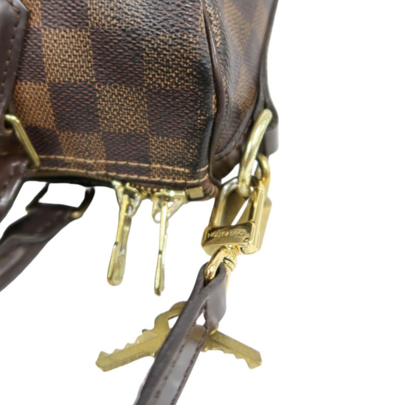 LOUIS VUITTON Speedy Bandoulière 25 Handbag, Damier Coated Canvas, Brown, With Cadena·2 Keys·Shoulder Strap