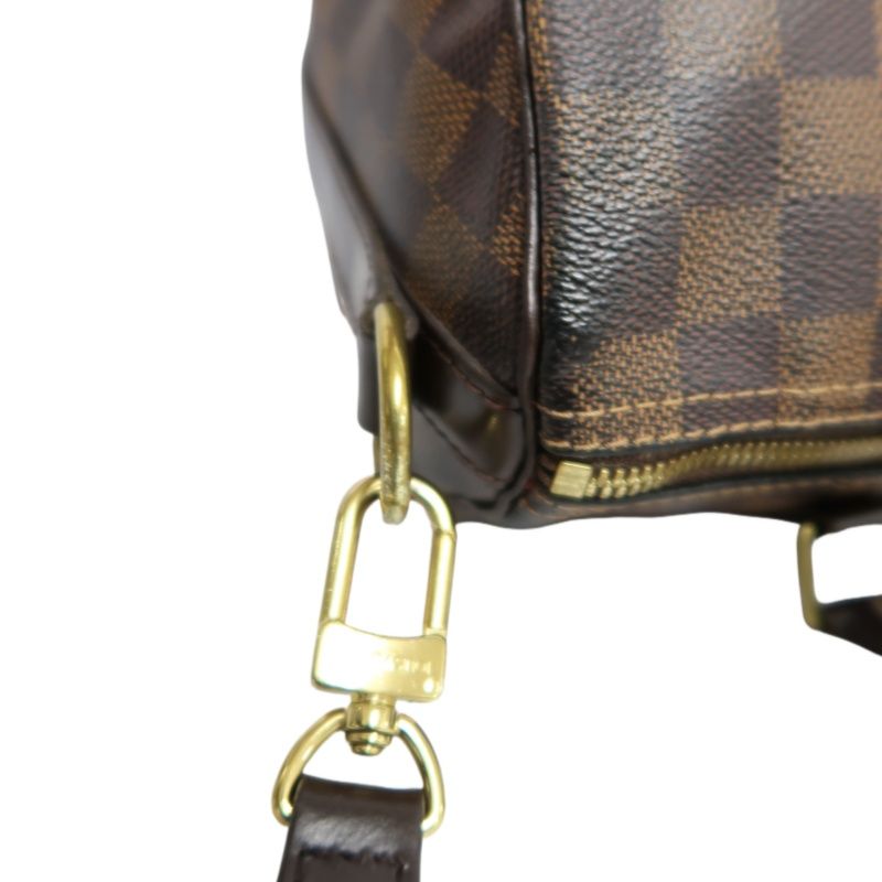 LOUIS VUITTON Speedy Bandoulière 25 Handbag, Damier Coated Canvas, Brown, With Cadena·2 Keys·Shoulder Strap