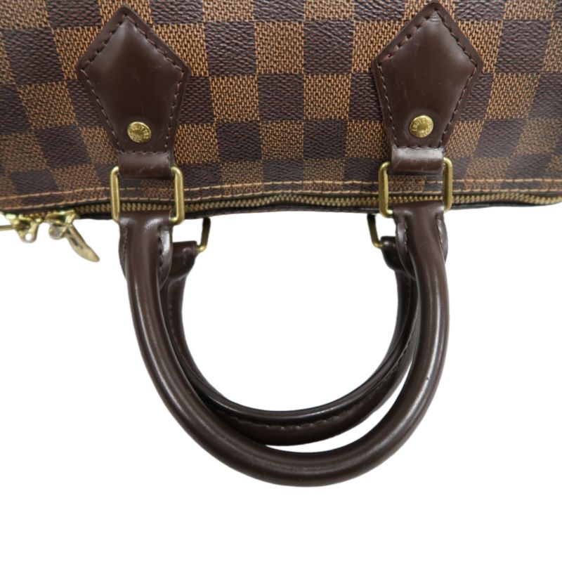 LOUIS VUITTON Speedy Bandoulière 25 Handbag, Damier Coated Canvas, Brown, With Cadena·2 Keys·Shoulder Strap