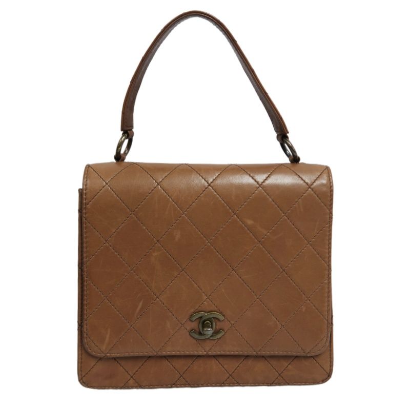 CHANEL Matelassé Flap Handbag, Lambskin, Brow