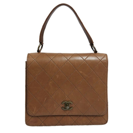 CHANEL Matelassé Flap Handbag, Lambskin, Brow