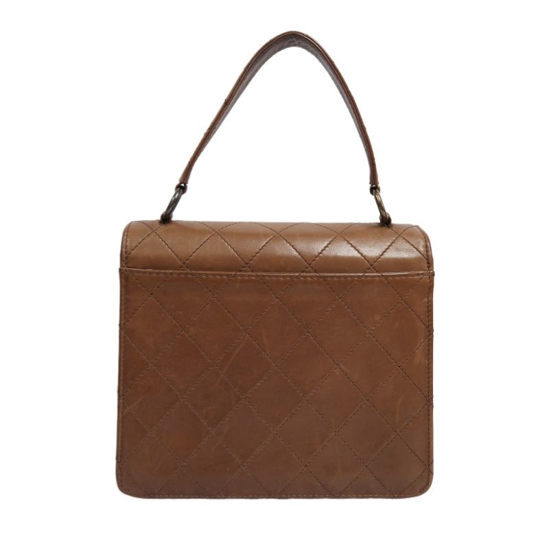 CHANEL Matelassé Flap Handbag, Lambskin, Brow