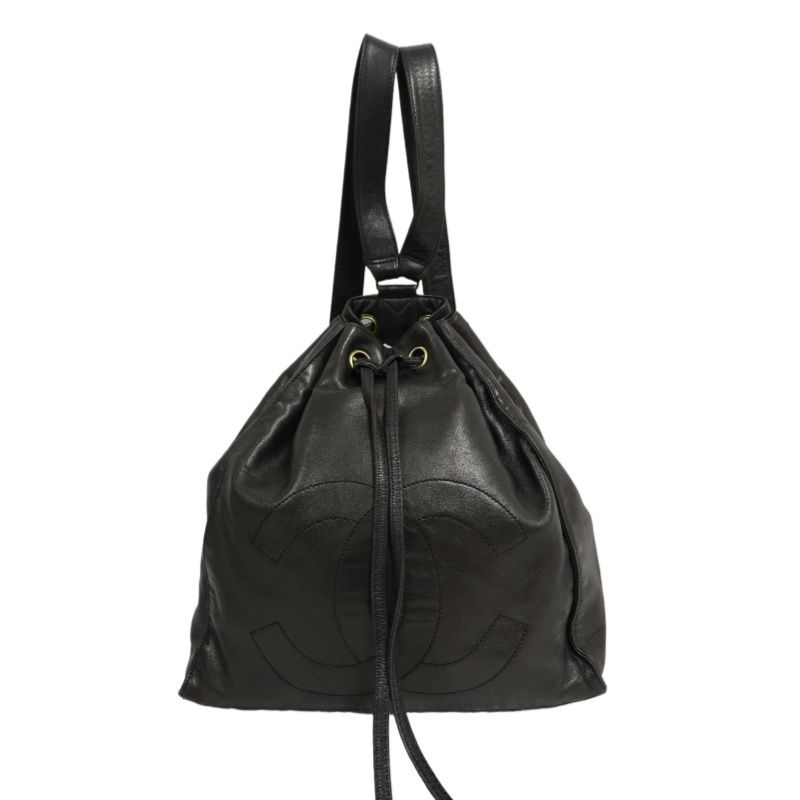 CHANEL Coco Mark Black Lambskin Backpack with Gold Hardware