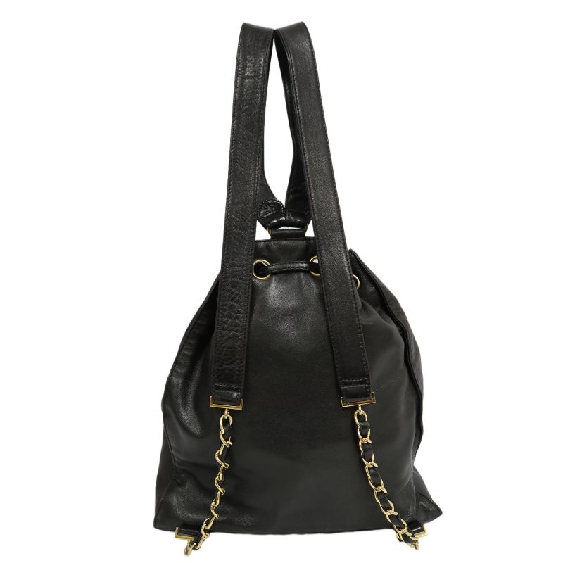CHANEL Coco Mark Black Lambskin Backpack with Gold Hardware